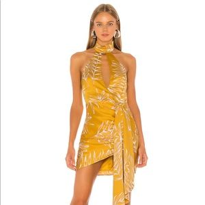 REVOLVE: Antonia Mini Dress in Gold Tropical